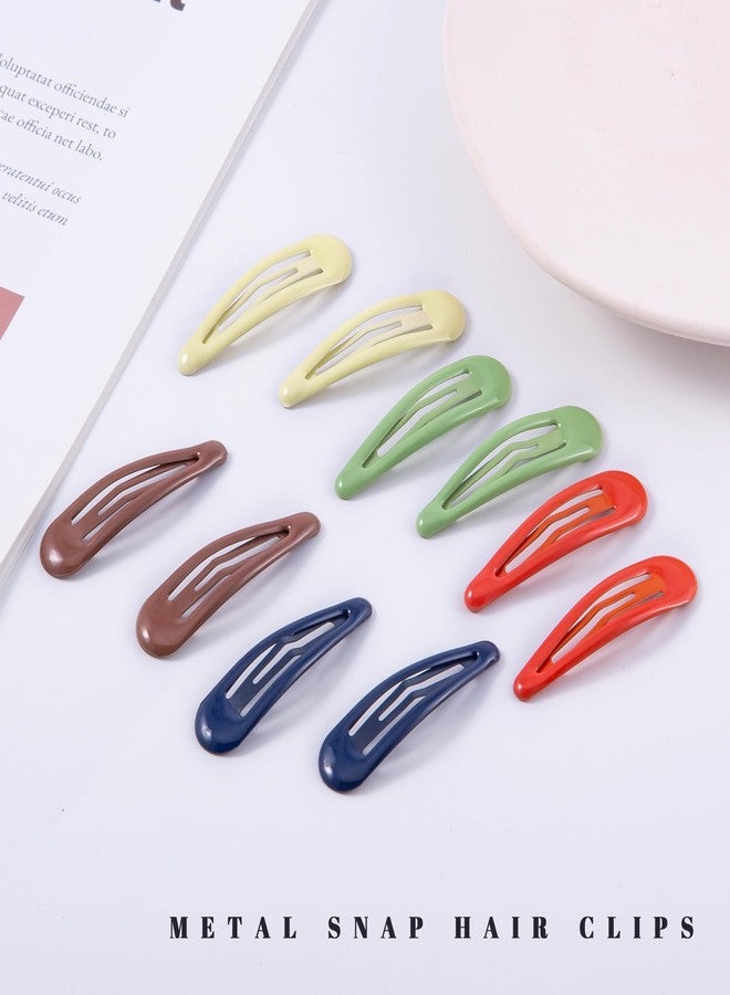 Cptots 20 PCS Metal Snap Hair Clips Water Drop No Slip Barrettes for Women Bright Small Hair Clips For Thick And Thin Fine Hair,Green Red Brown Yellow Dark Blue,1.97 x 0.5 In. - Image 3